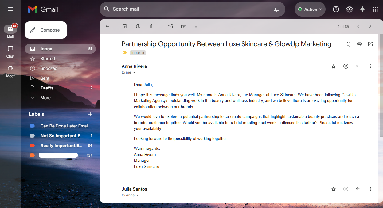 Email Sample 1